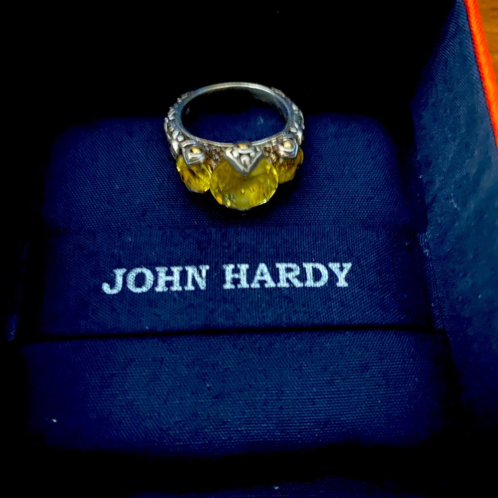 John Hardy Lemon Citrine Sterling & 15k Gold Ring